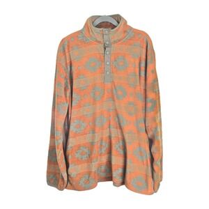 Mountain Khakis Mens XL Aztec Southwestern Fleece Pullover Orange Gray 1/4 Snap